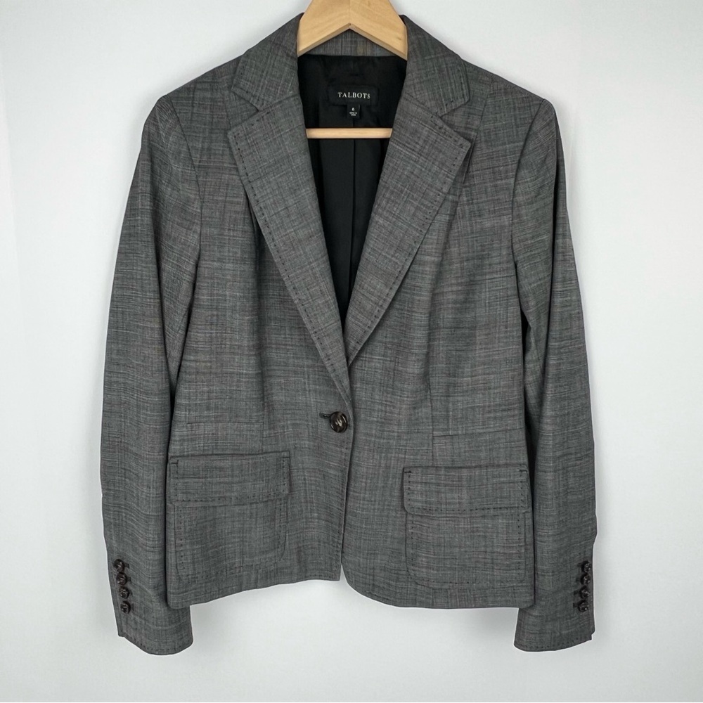 Talbots Woman’s Wool Blend Grey Blazer Jacket Size 6